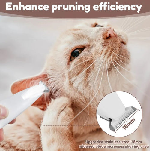 Cordless Dog Paw Trimmer with LED Light — Waterproof Quiet Clippers